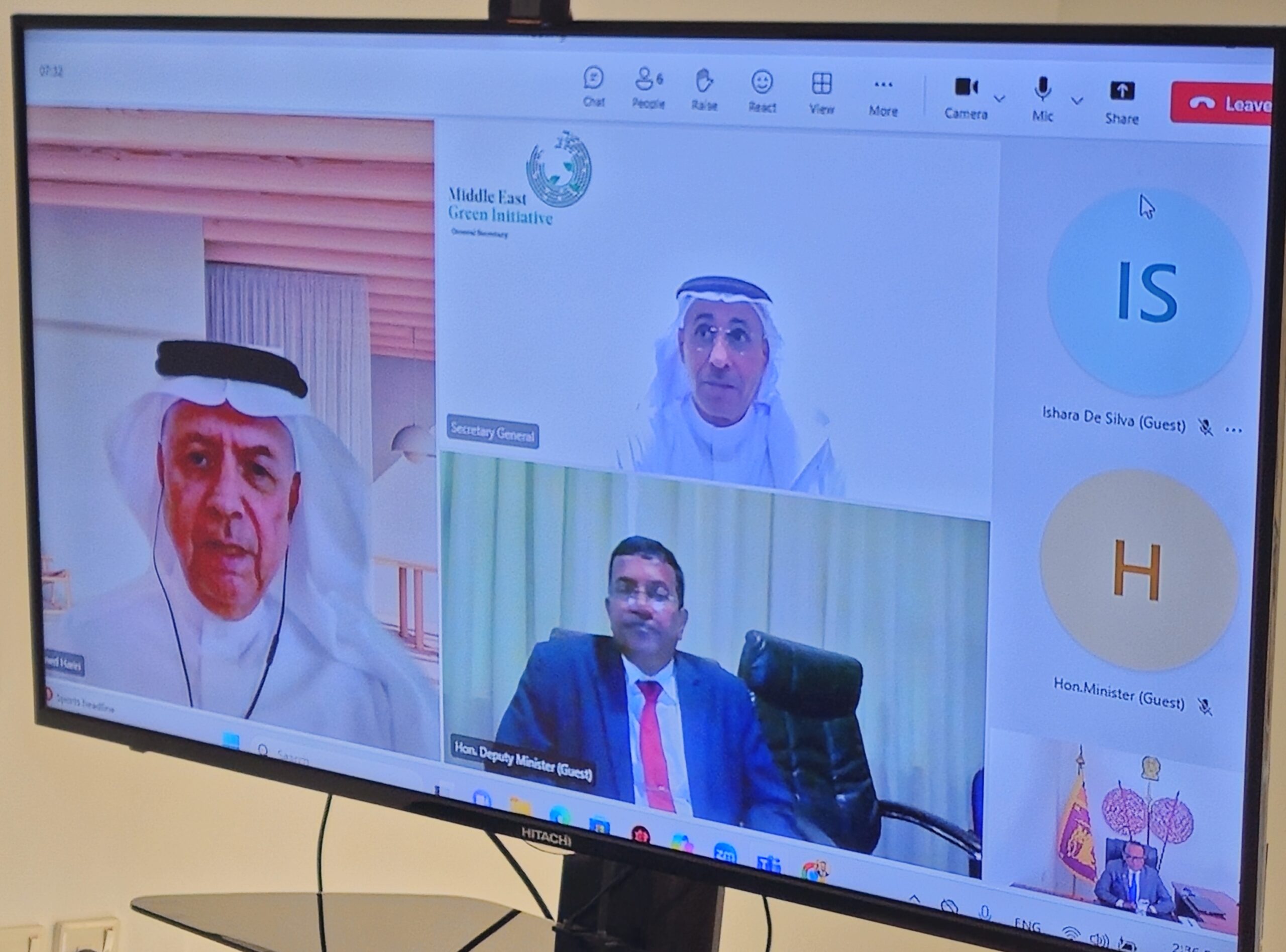 Sri Lanka Embassy in Riyadh facilities virtual meeting between the Ministry of Environment and the Middle East Green Initiative (MGI) 