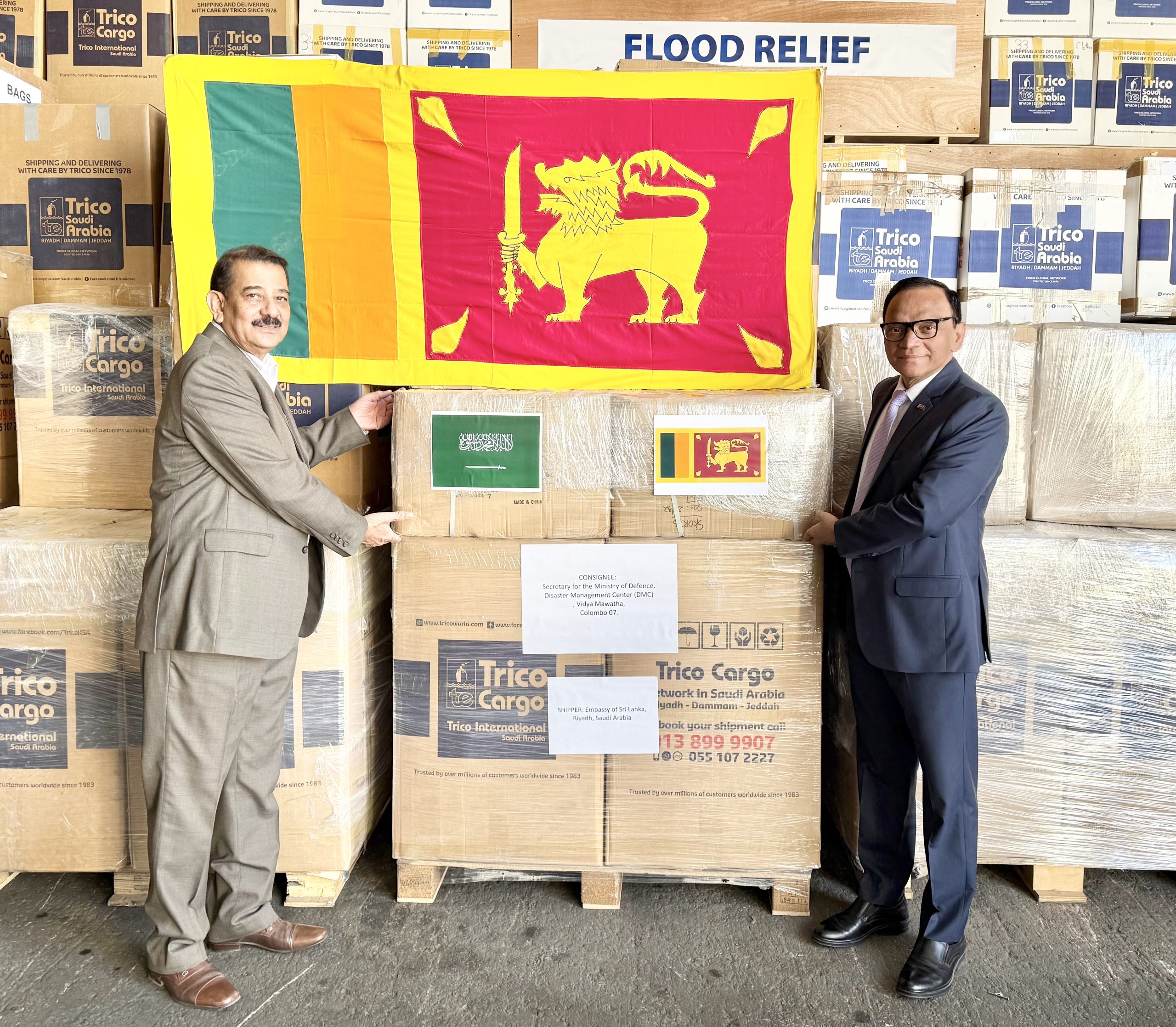 Sri Lanka Embassy in Riyadh Dispatches Third Shipment of Relief Items and a Cash contribution of USD 80,000 for Ditwah Disaster Relief Efforts in Sri Lanka