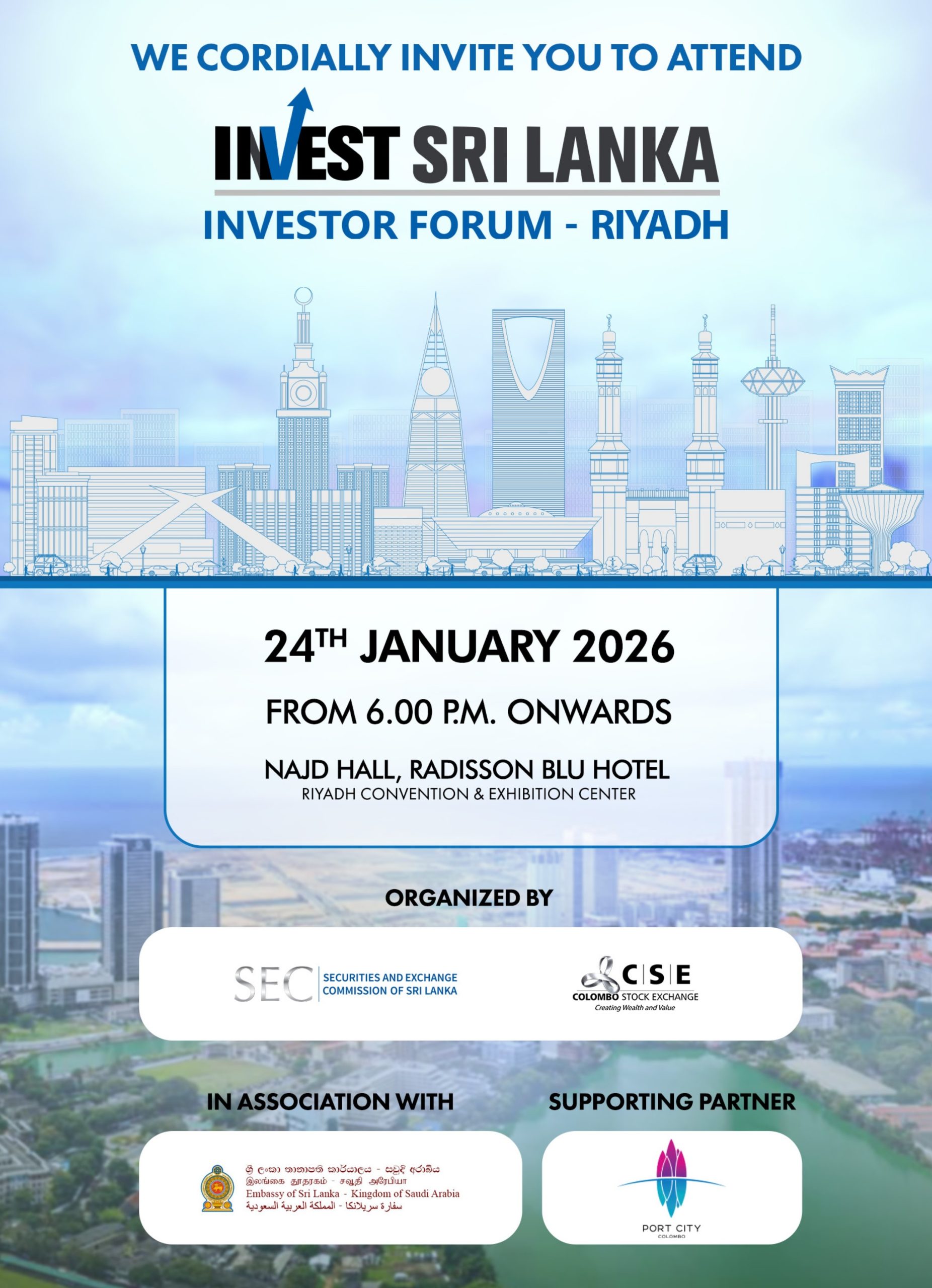INVITATION to “Invest Sri Lanka” Investor Forum Riyadh